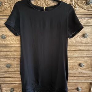 Cynthia Rowley Black Fitted Mini Dress with Short Sleeves